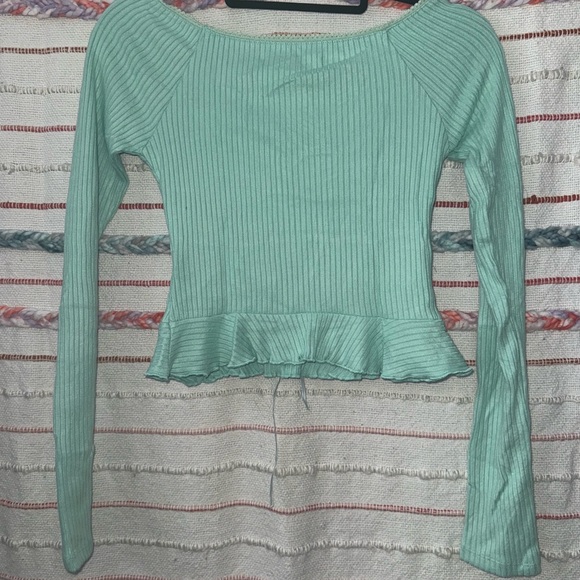 Urban Outfitters Mint Green Ribbed Blouse - Size Large - Picture 5 of 7